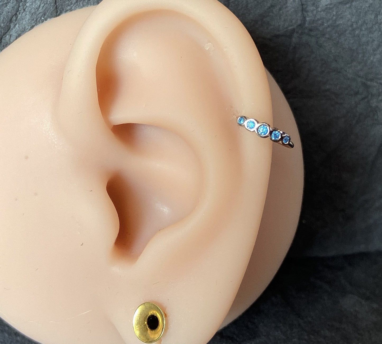 1pc Bendable Nose Hoop / Cartilage Ring Five Bezel Set CZ Gems for Rook, Daith