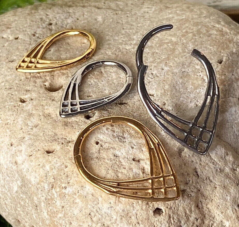 1pc Weave Design Hinged Segment Ring Hoop Helix Daith Septum Implant Titanium