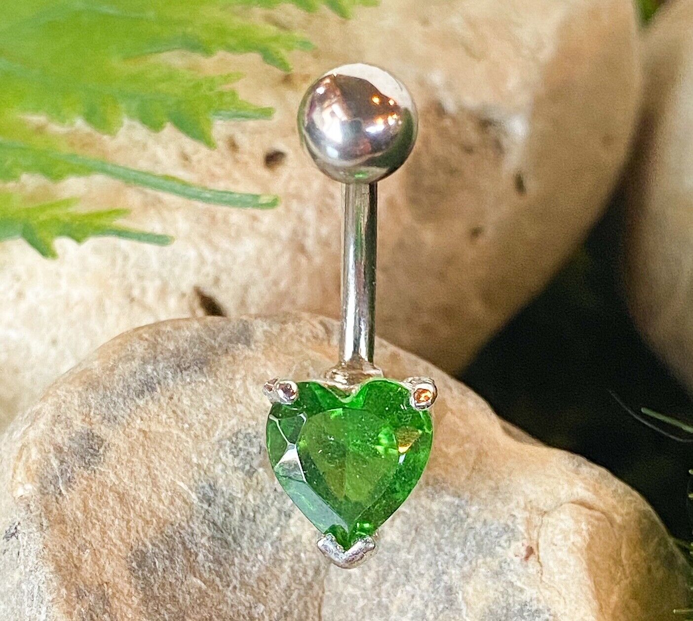 1pc Heart Solitaire Prong Set Gem Belly Ring Navel Naval