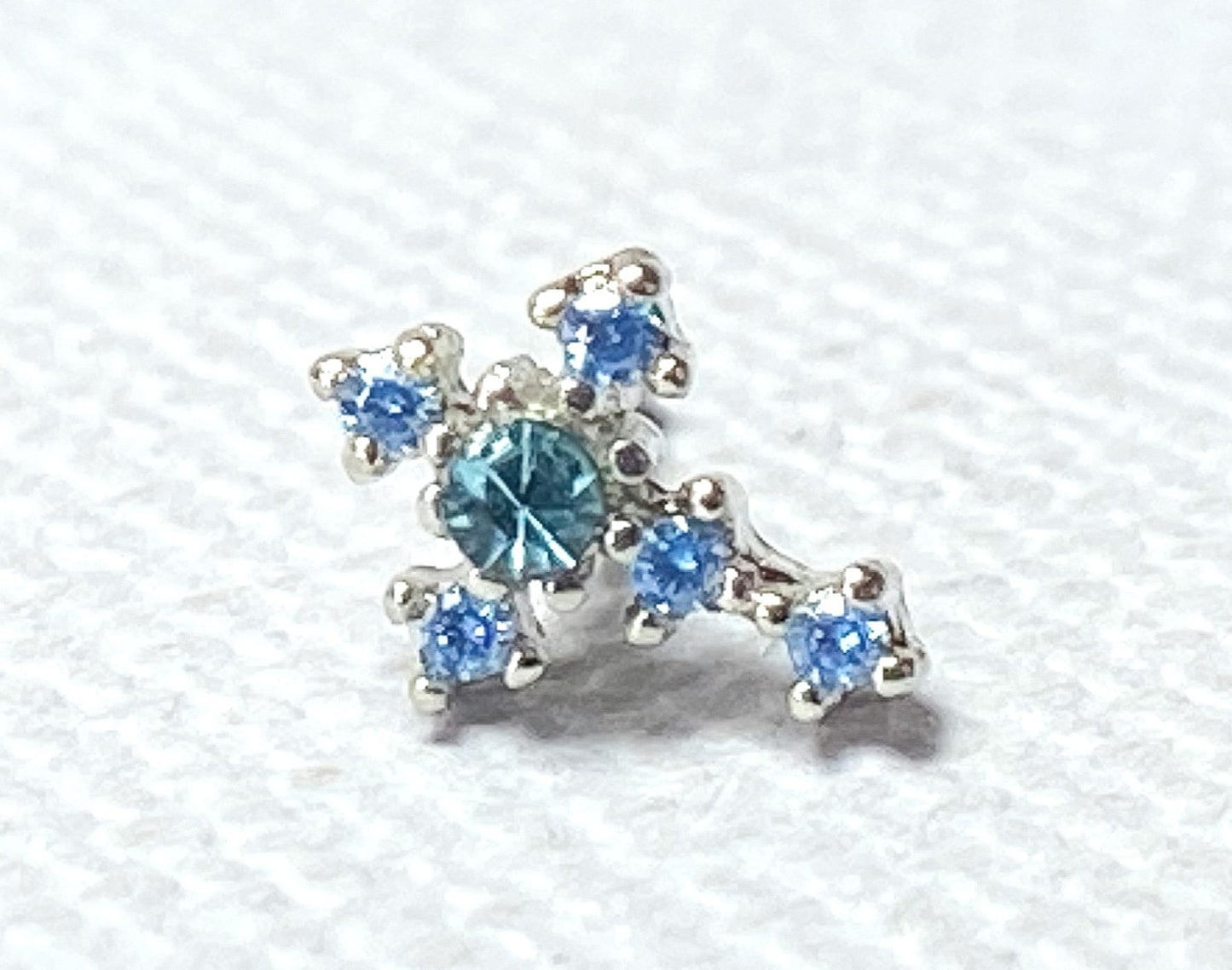 1pc CZ Gem Cross 20g Nose Ring Stud Bone 316L Surgical Steel