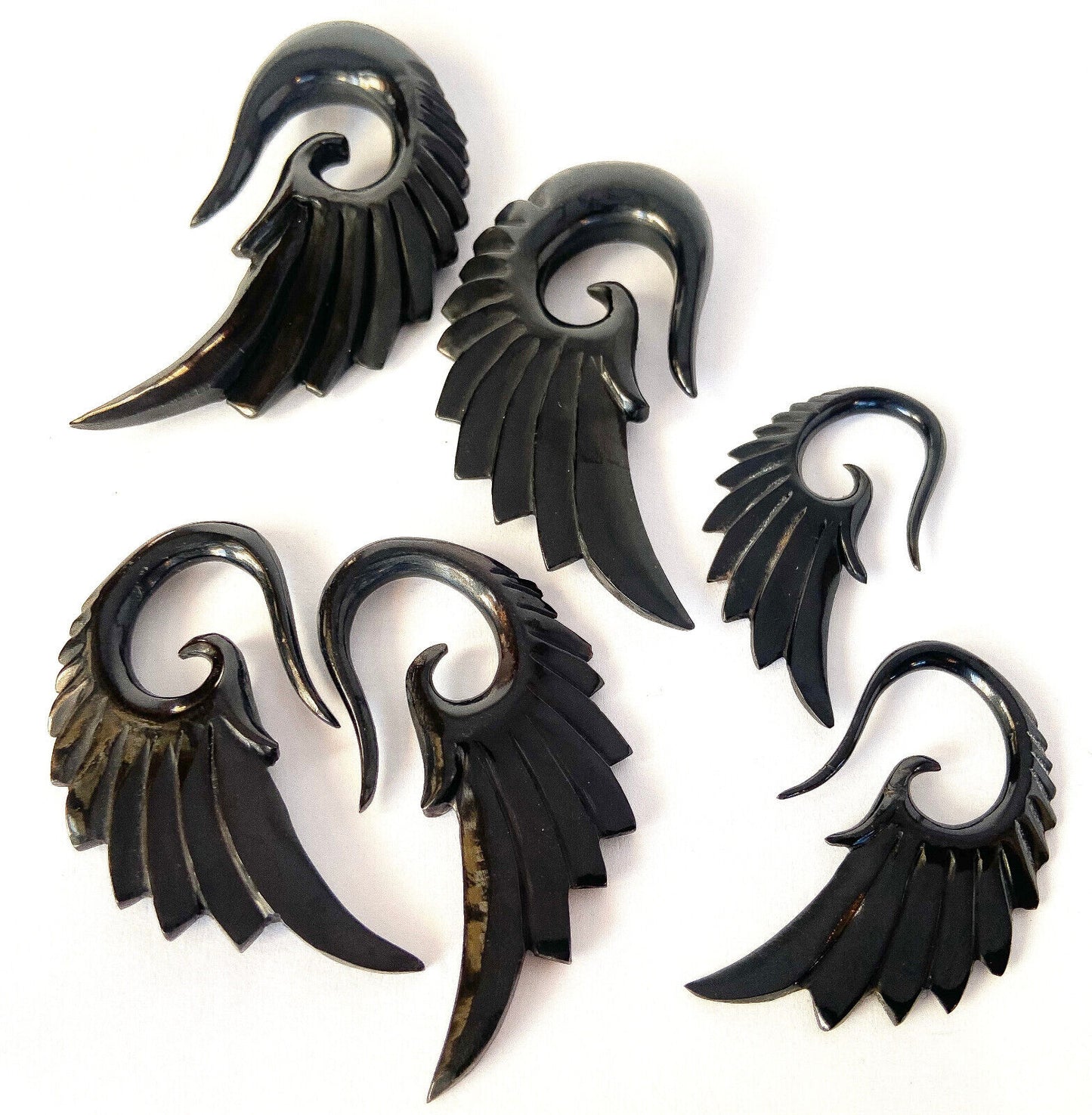 PAIR Organic Horn Angel Wing Tapers Plugs Expanders Gauges Body Jewelry