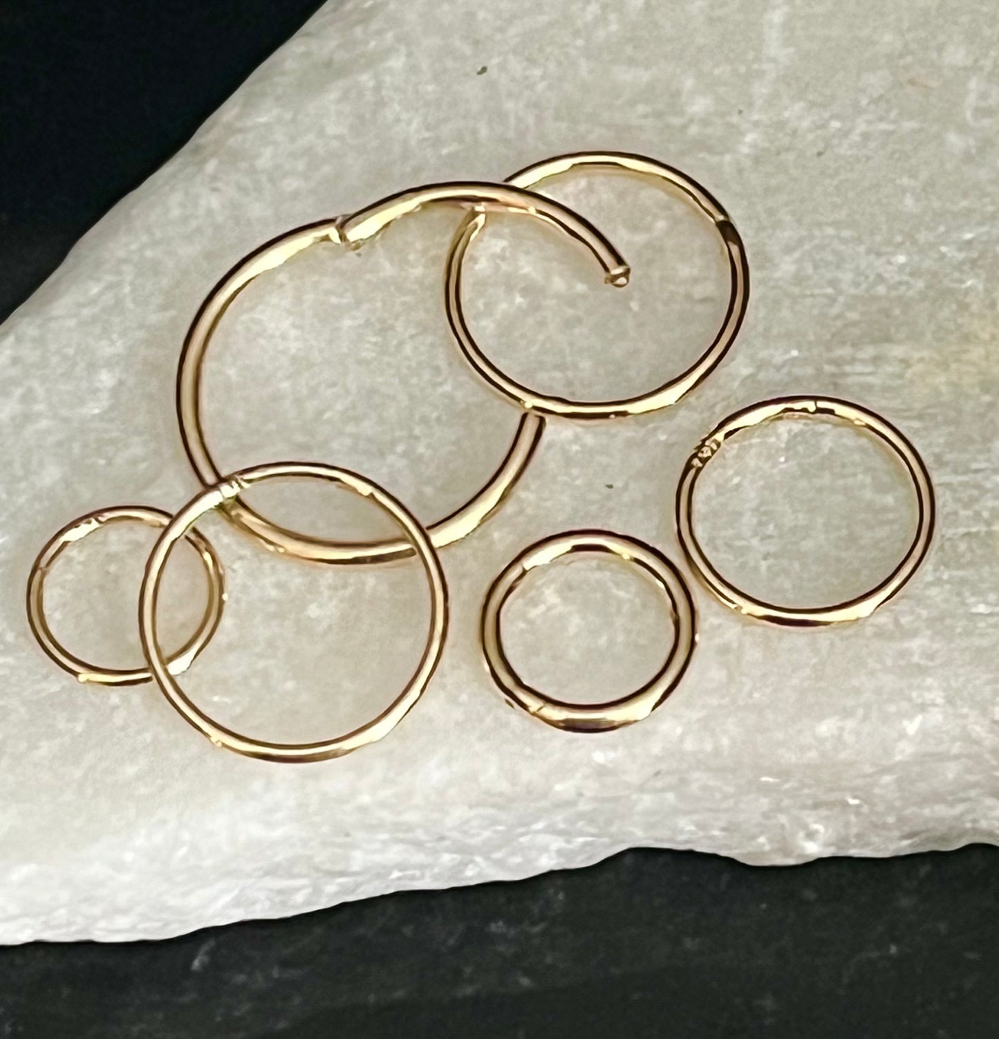 1pc Solid 14kt Gold Hinged Segment Ring Septum Nose Ring Helix Cartilage Clicker