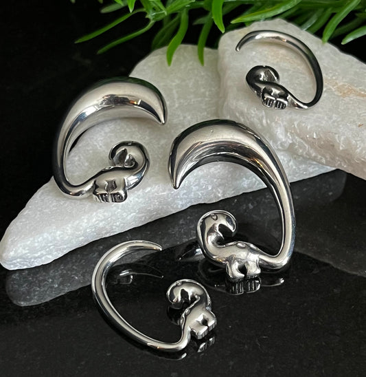 PAIR of Unique Cute Dinosaur 316L Surgical Steel Hanging Tapers Expanders - Gauges 8g (3mm) thru 00g (10mm) available!