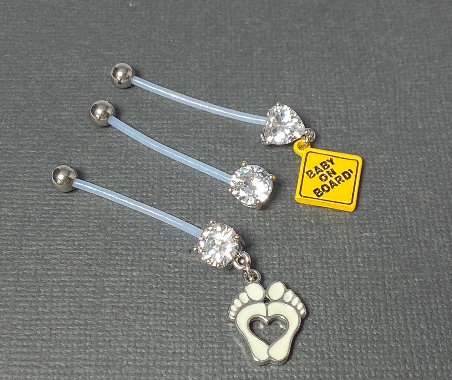 3pc Bulk Pack Pregnancy Belly Rings Bioflex Pregnant Navel Naval Gift Set