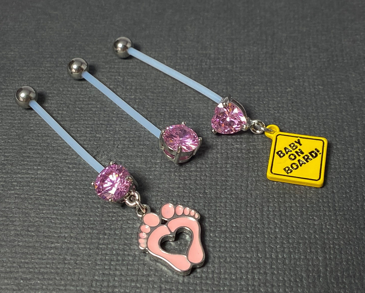 3pc Bulk Pack Pregnancy Belly Rings Bioflex Pregnant Navel Naval Gift Set