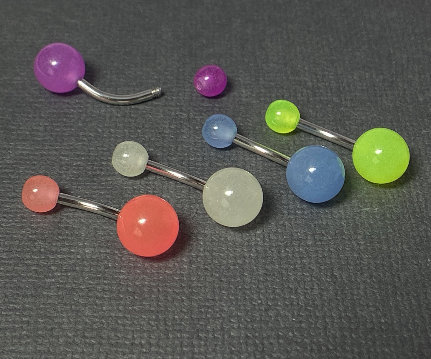 5pc Bulk Pack Glow in the Dark Belly Rings 14g Navel Naval Body Jewelry