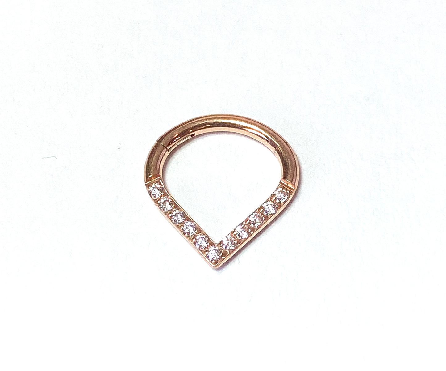 1 Piece of Stunning Titanium 16g CZ Gem Paved Chevron Line Hinged Segment Ring