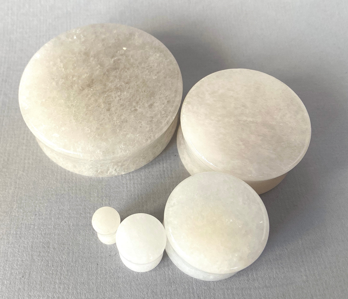 PAIR of White Jade Organic Stone Double Flare Plugs Tunnels Gauges Earlets