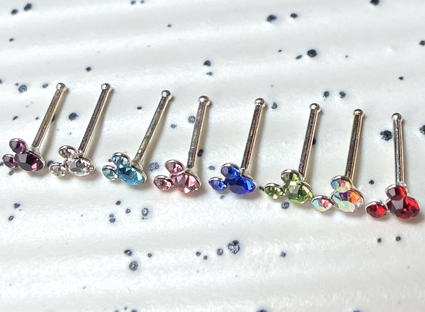 1pc Mouse Gem Nose Ring Stud Bone 20g Nostril Piercing Jewelry