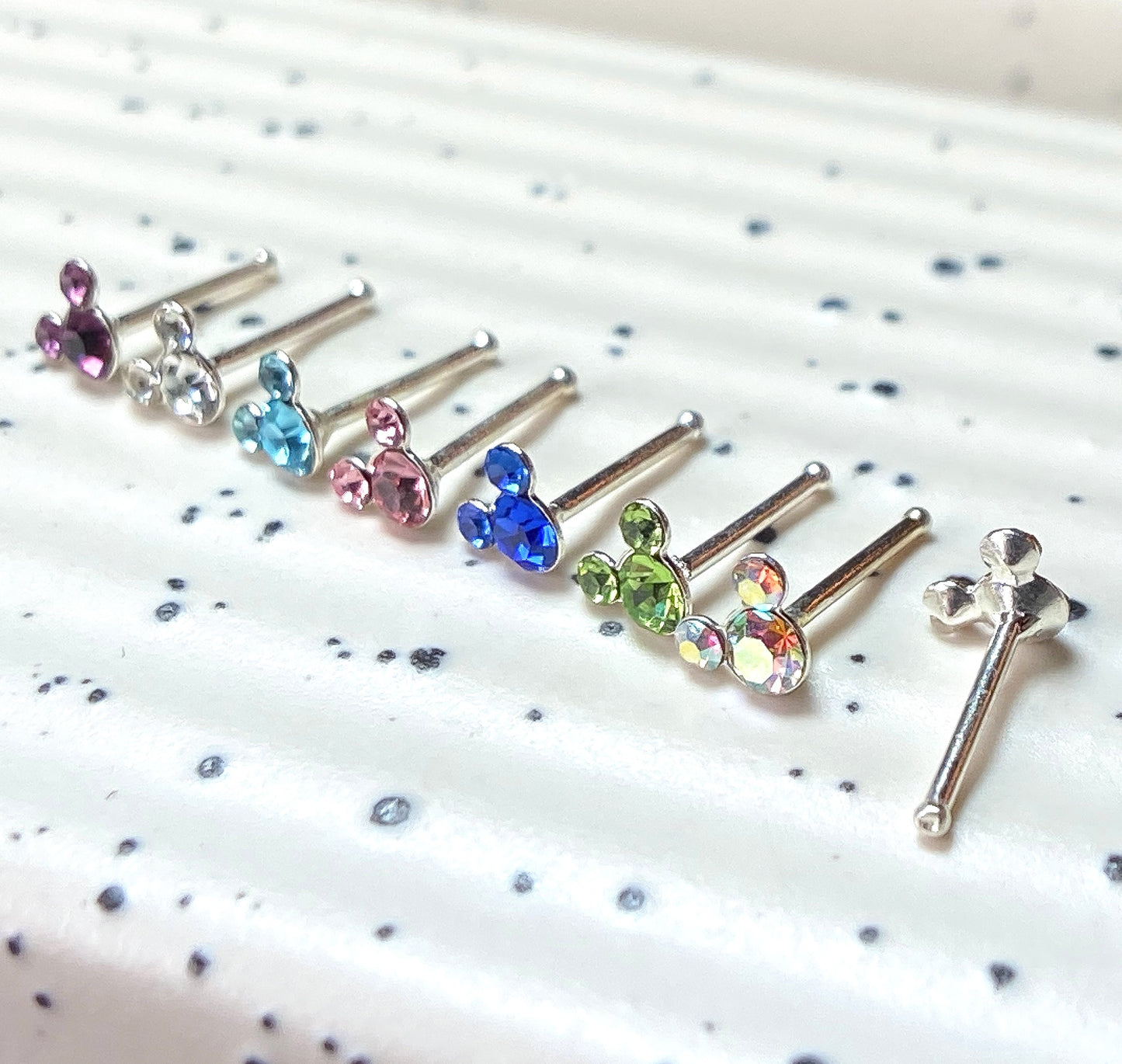 1pc Mouse Gem Nose Ring Stud Bone 20g Nostril Piercing Jewelry