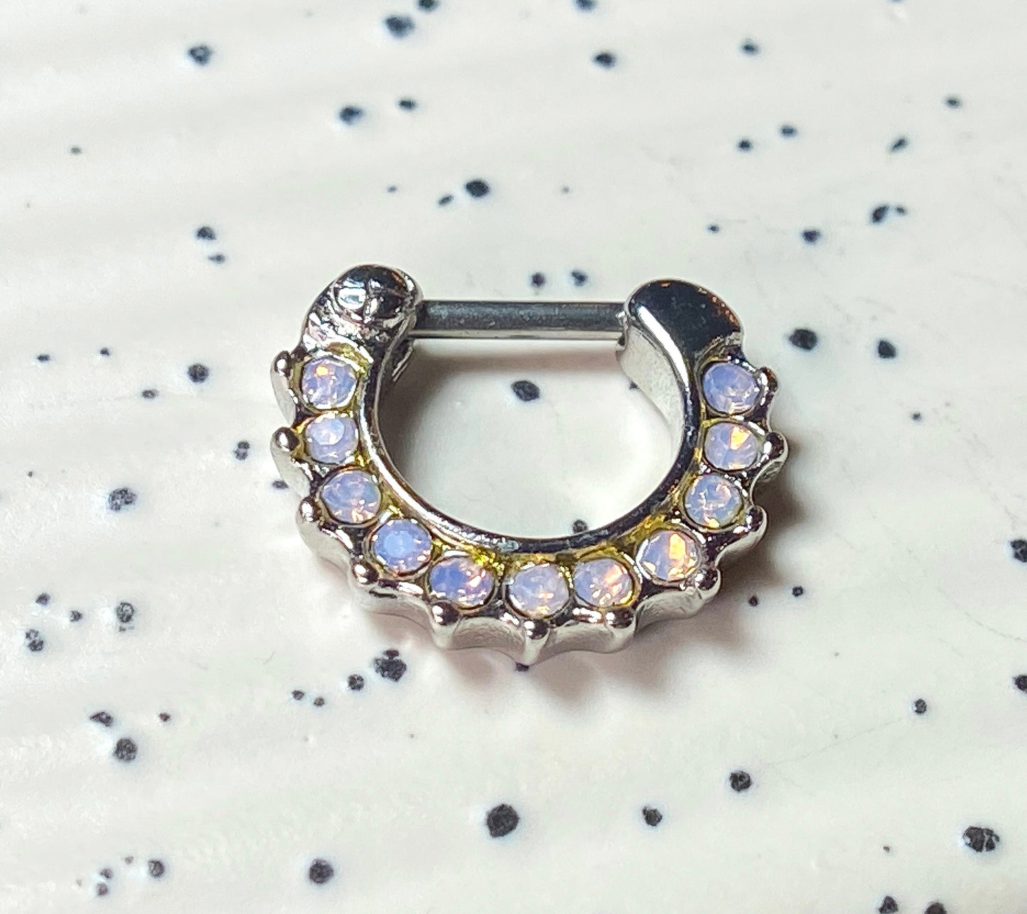 1pc Opalites 11-Gem Septum Clicker 316L Surgical Steel 16g Nose Ring