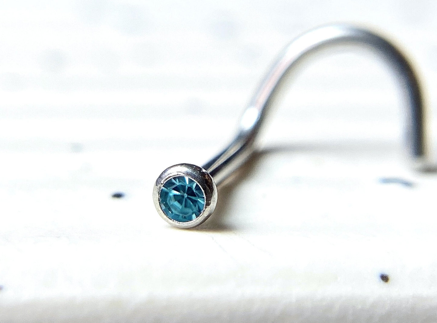 1pc Surgical Steel Nose Screw Ring w/ 2mm Press-Fit Gem Ball - choose color
