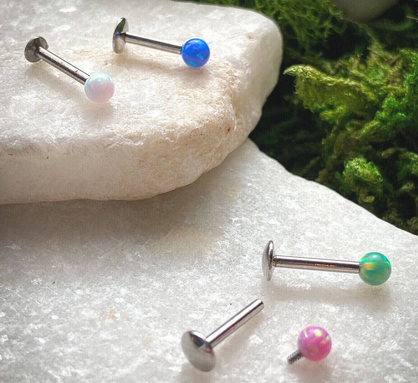 1pc Opal Ball Surgical Steel Internally Threaded Labret Monroe - choose color