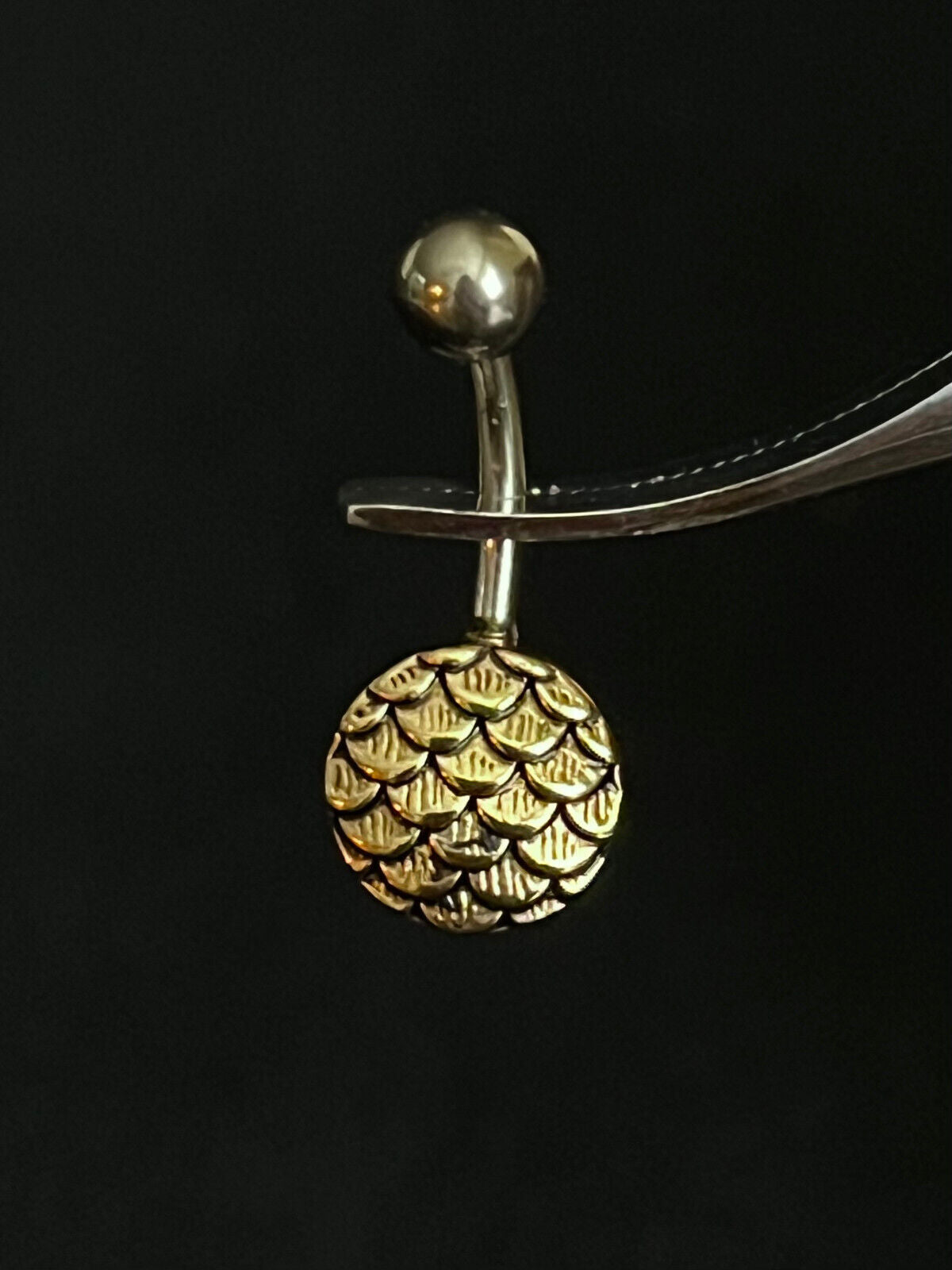 1pc Casted Steel Fish Scale 316L Surgical Steel Belly Ring Pierced Navel Naval