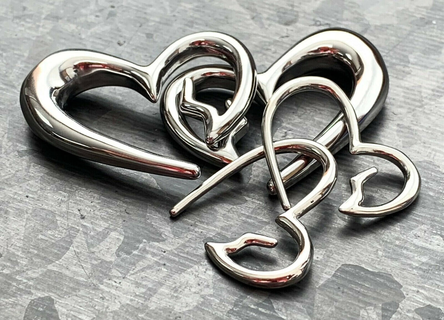 PAIR of Unique Surgical Steel Heart Breaker Tapers 8mm (0g) ONLY!!!!!!!!!!!!!!!!!