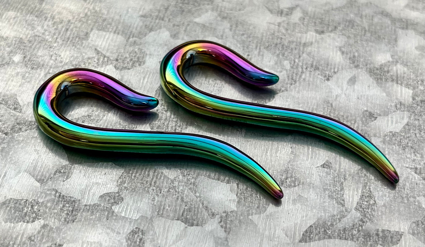 PAIR of Unique Rainbow Cane 316L Surgical Steel Hanging Tapers Expanders - Gauges 14g (1.6mm) thru 2g (6mm) Available!