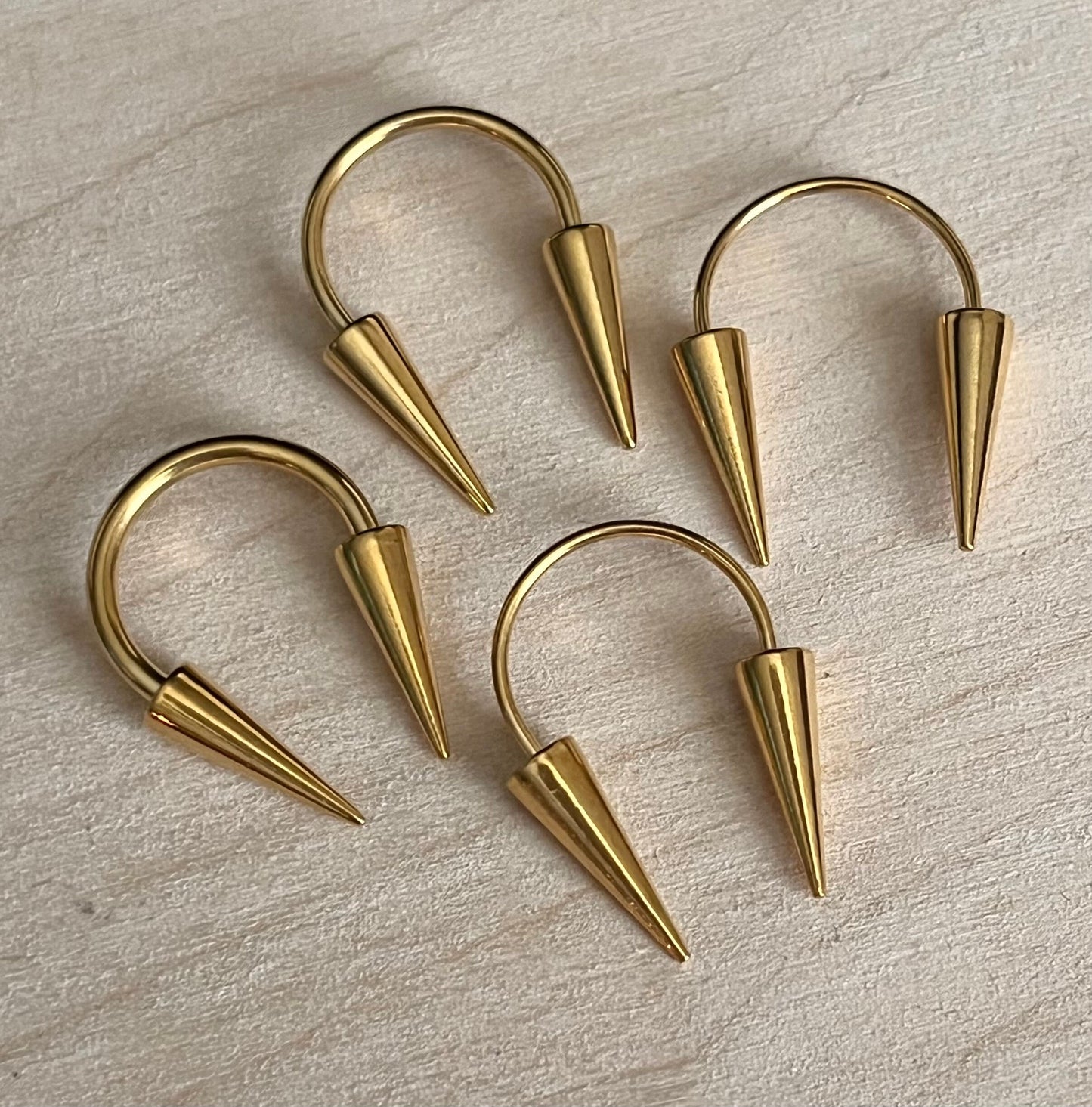 1pc of Unusual Long Spiked Circular Surgical Steel Barbell Horseshoe Ring - Gauges 14g, 16g, 18g or 20g in Black or Gold Available!