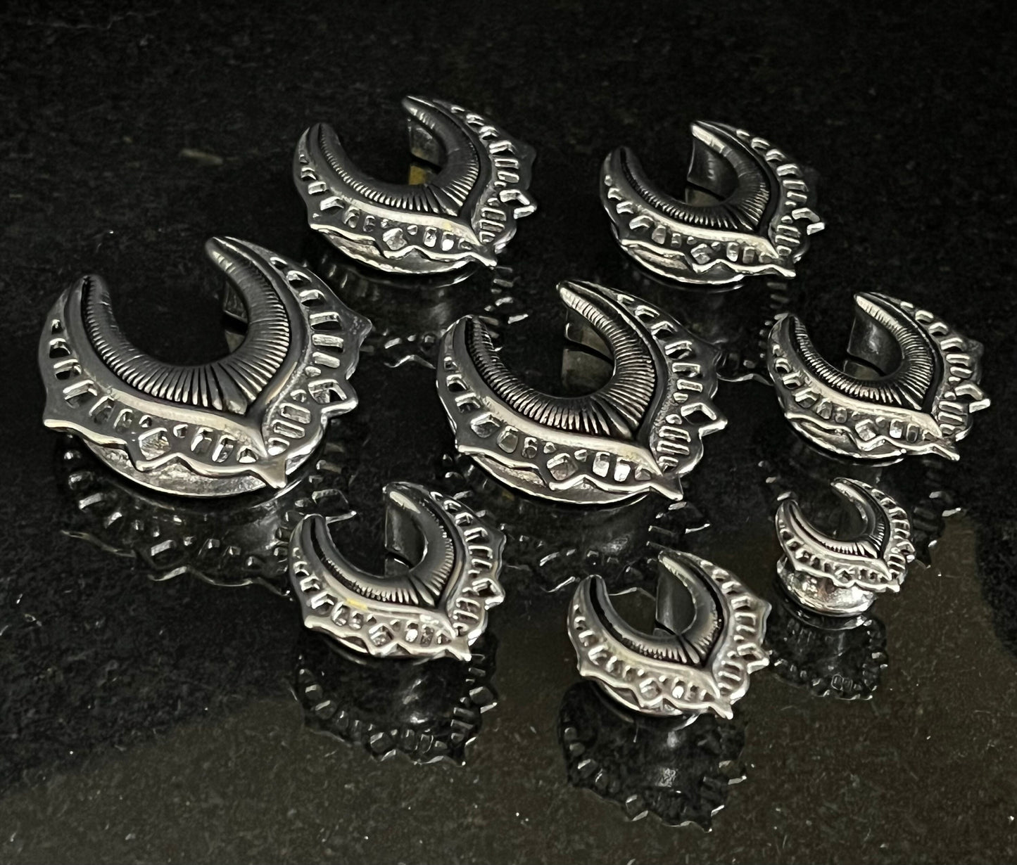 PAIR of Beautiful Wishbone Spine Shield Saddle Surgical Steel Ear Spreader Hanger-Tunnels/Plugs - Gauges 0g (8mm) thru 1" (25mm) available!