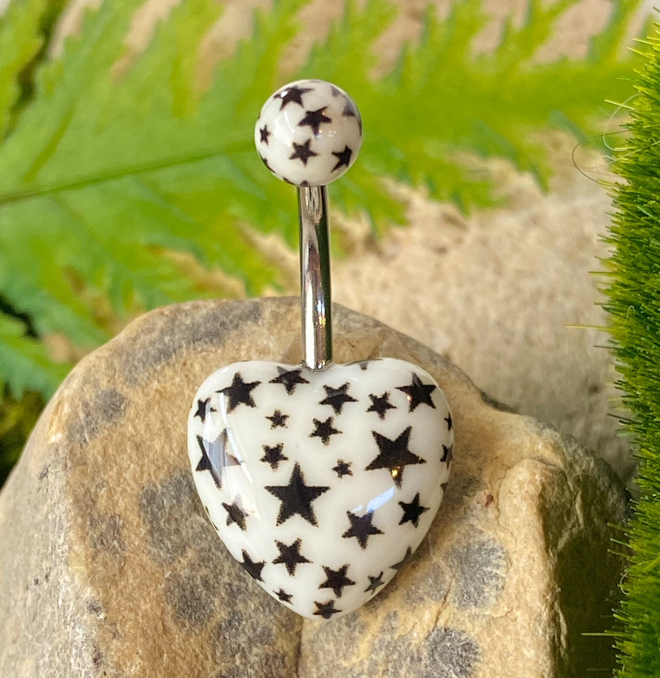 Acrylic Star Covered Heart Belly Ring Navel Naval - Green Only Left In Stock!
