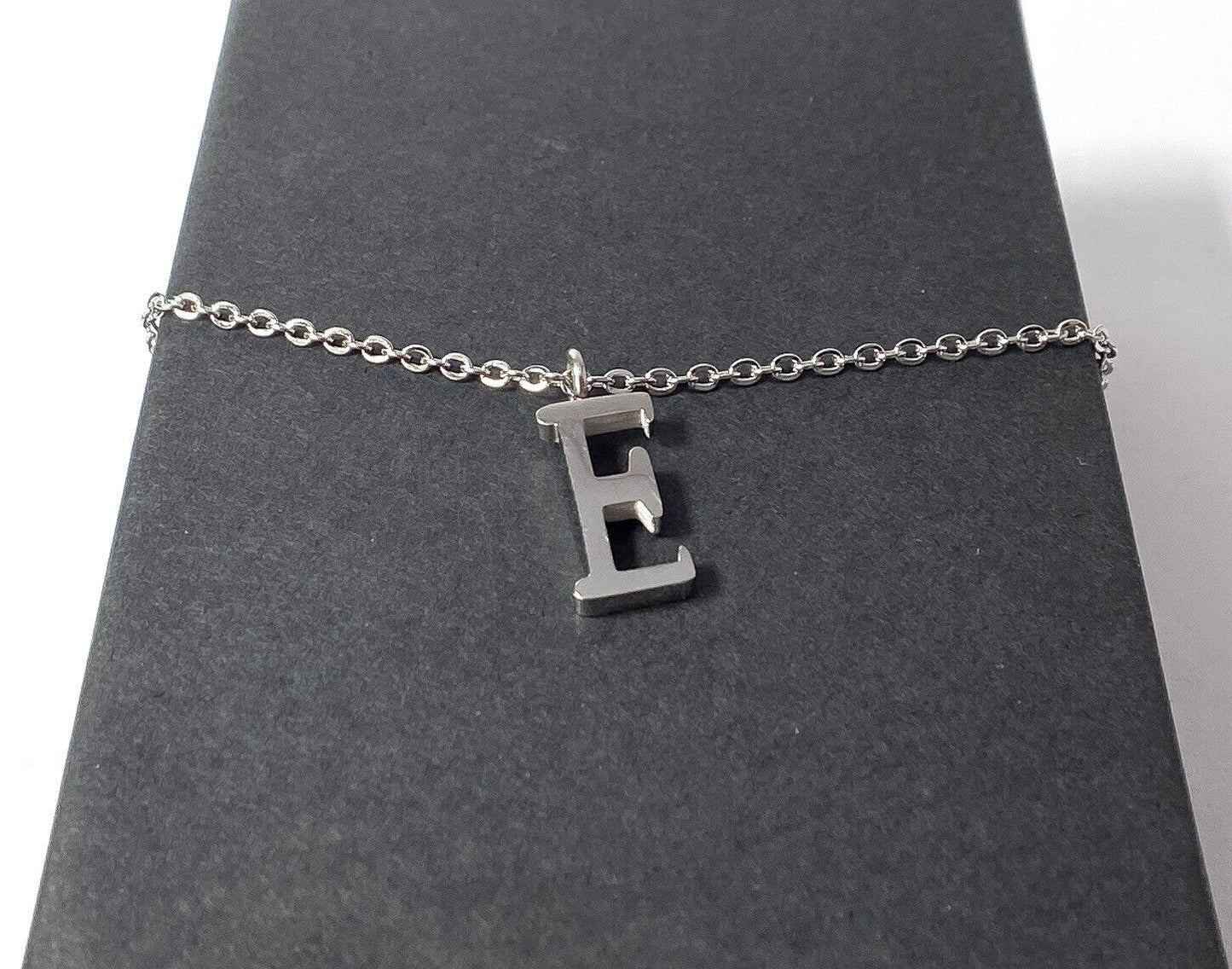 Steel Initial / Alphabet Pendant on Chain Necklace - Choose From A to Z!
