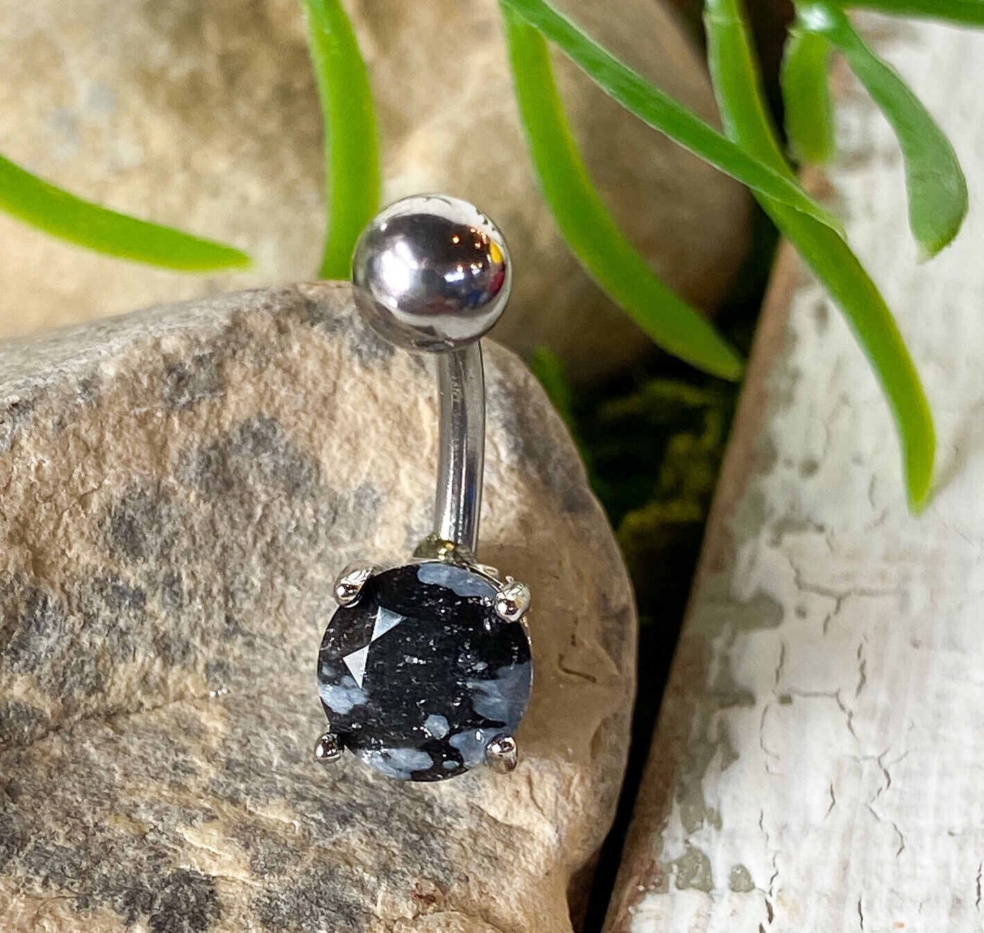 3pc Bulk Pack Stone Solitaire Surgical Steel Belly Ring Pierced Navel Naval