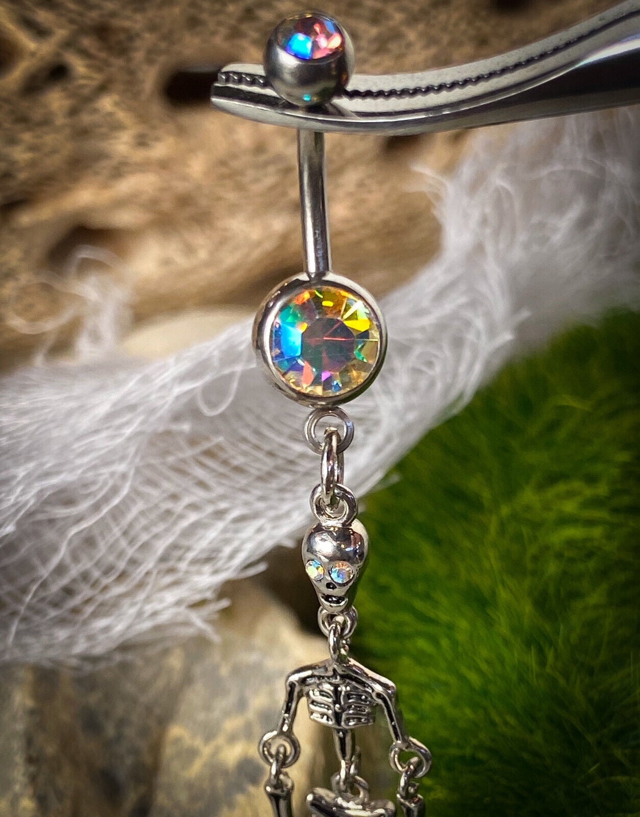 Skeleton Dangle Belly Ring Navel Piercing Pierced Naval Body Jewelry