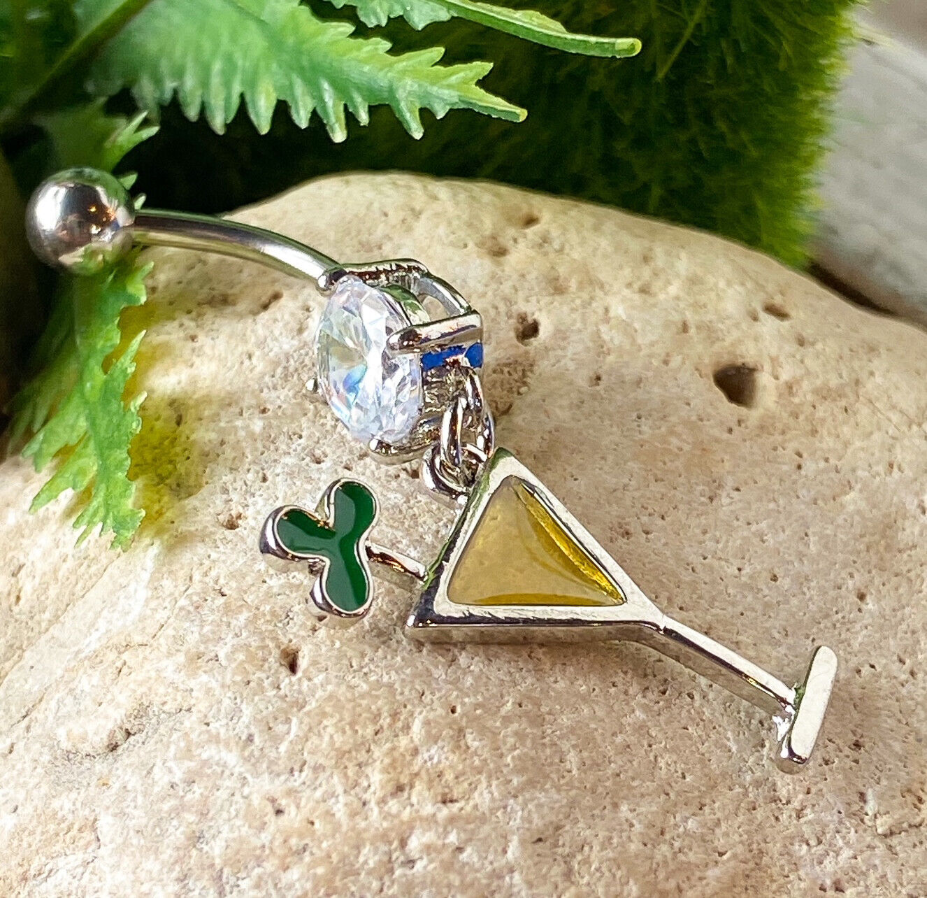 Shamrock Martini Belly Ring Navel Naval St Patty Saint Patricks Day Irish Clover