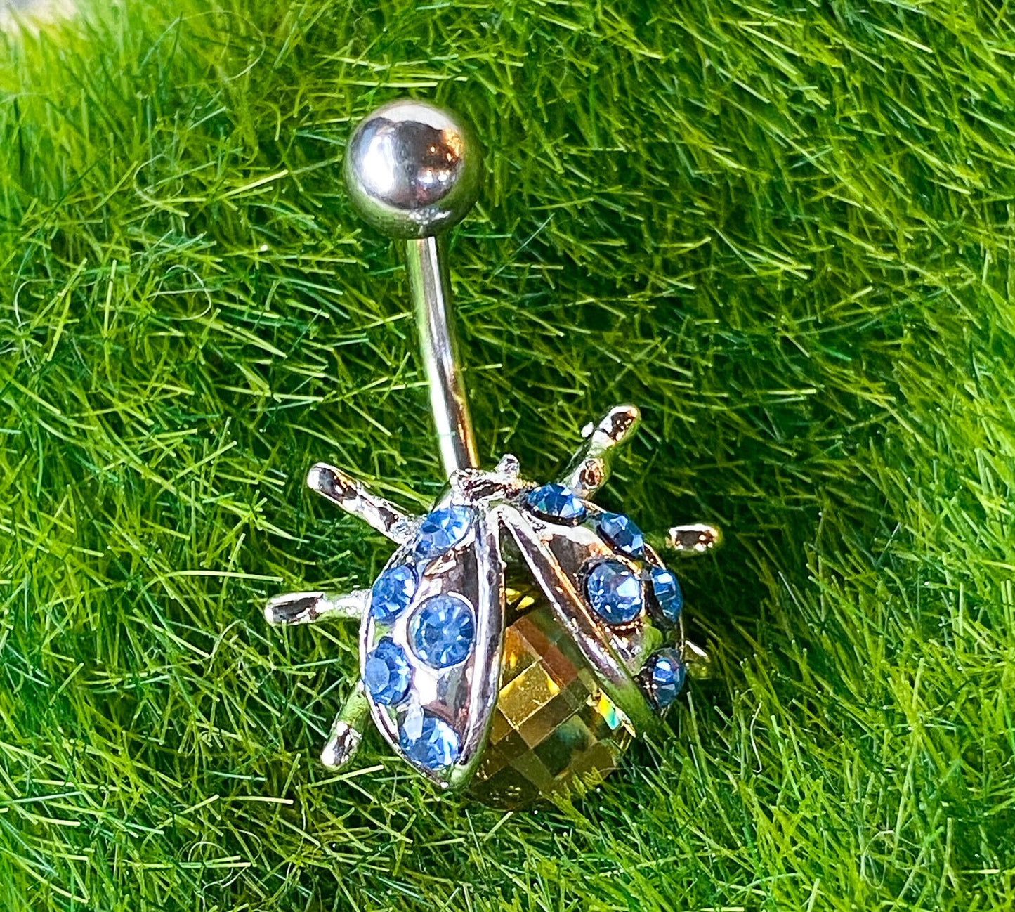 Ladybug Light Blue Gem Belly Ring Navel Piercing Pierced Naval Lady Bug Insect