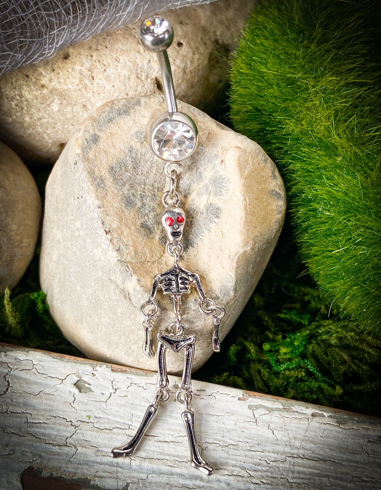 Skeleton Dangle Belly Ring Navel Piercing Pierced Naval