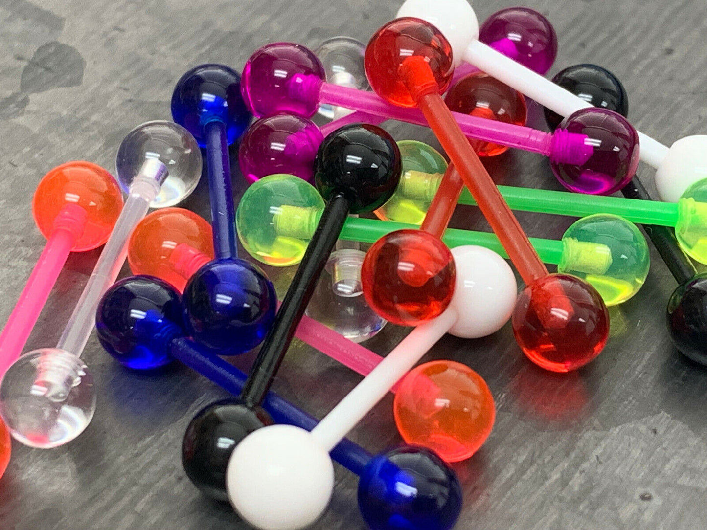 8 PAIR Bulk Pack UV Balls Nipple Barbell Rings Shield 14g Body Jewelry No Metal