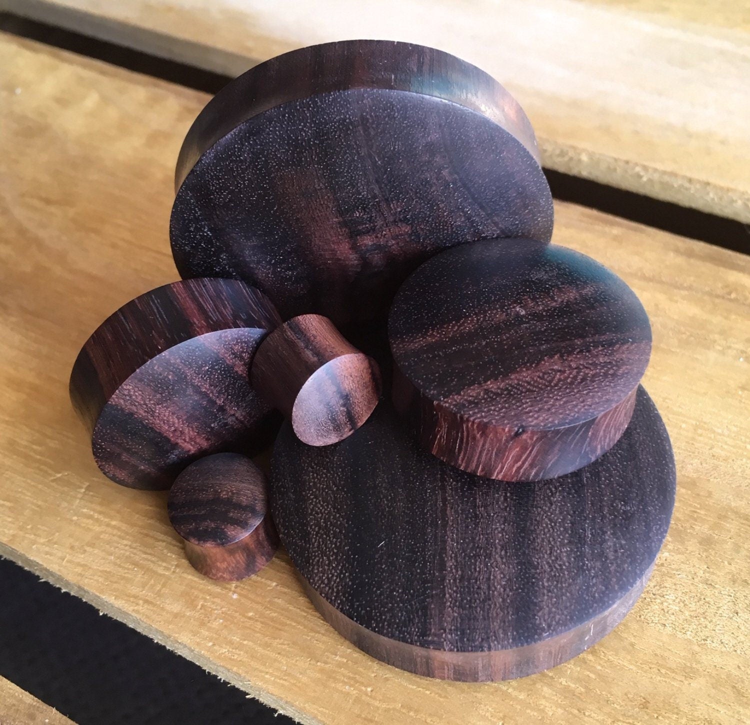 PAIR of Organic Brown Sono Wood Plugs - Gauges 2g (6mm) up to 2" (50mm) available!