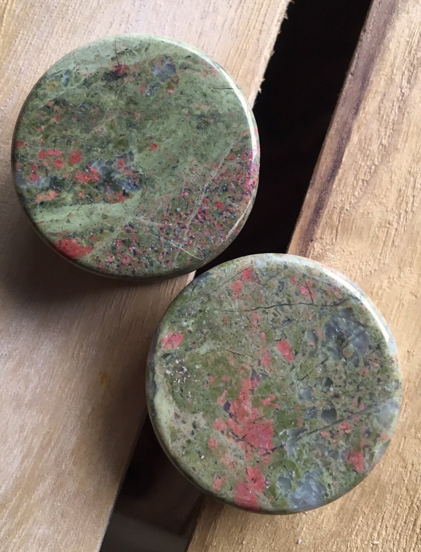 PAIR of Unakite Organic Stone Plugs - Gauges 8g (3mm) up to 1" (38mm) available!