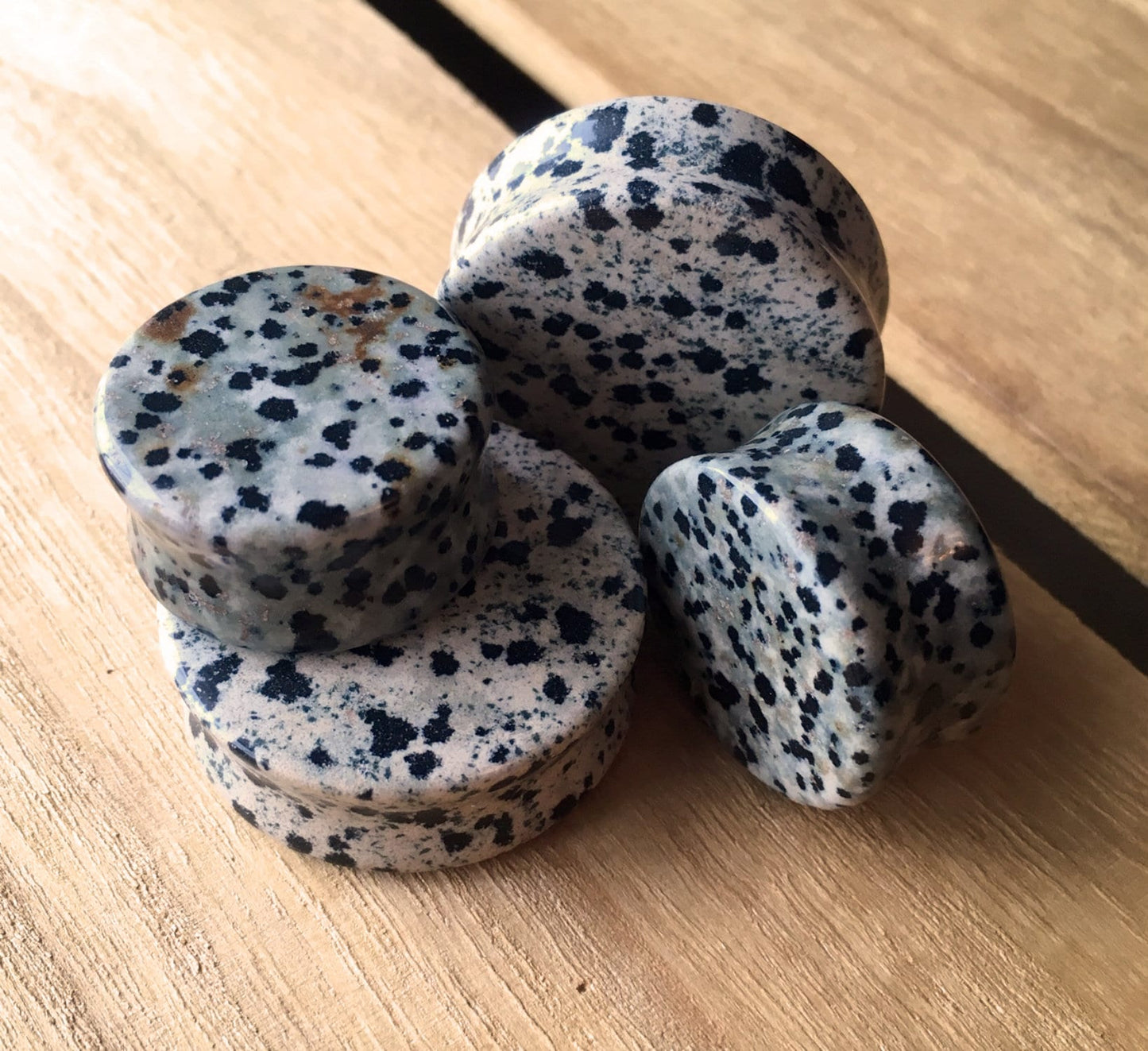 PAIR of Stunning Organic Dalmatian Jasper Stone Plugs - Gauges 8g (3mm) up to 1&1/2" (38mm) available!