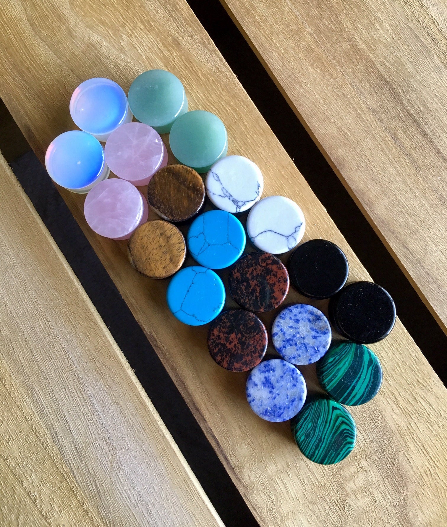 ALL 10 PAIR of Organic Double Flare Stone Plugs - Value Pack - Gauges 6g (4mm) through 1" (25mm) available!