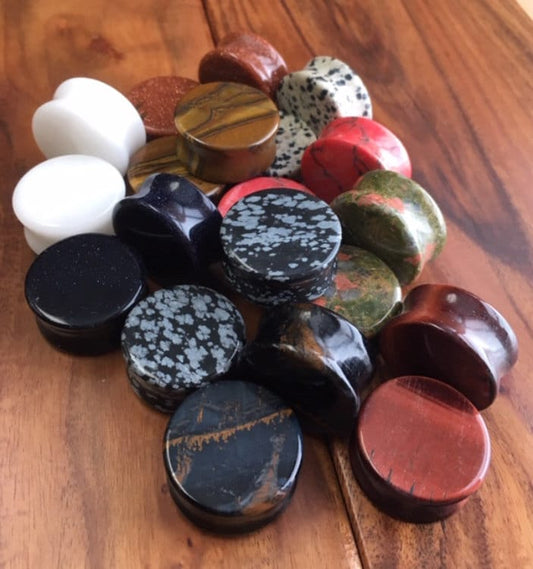 ALL 10 PAIR of Organic Double Flare Stone Plugs - Value Pack - Gauges 8g (3mm) through 1" (25mm) available!