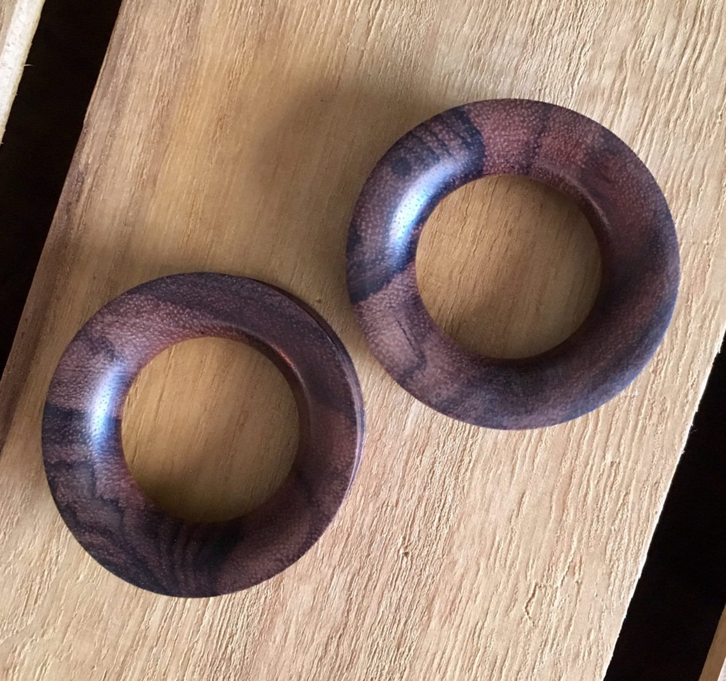 PAIR of Unique Organic Brown Sono Wood Tunnels - Gauges 2g (6mm) up to 1&5/8" (40mm) available!