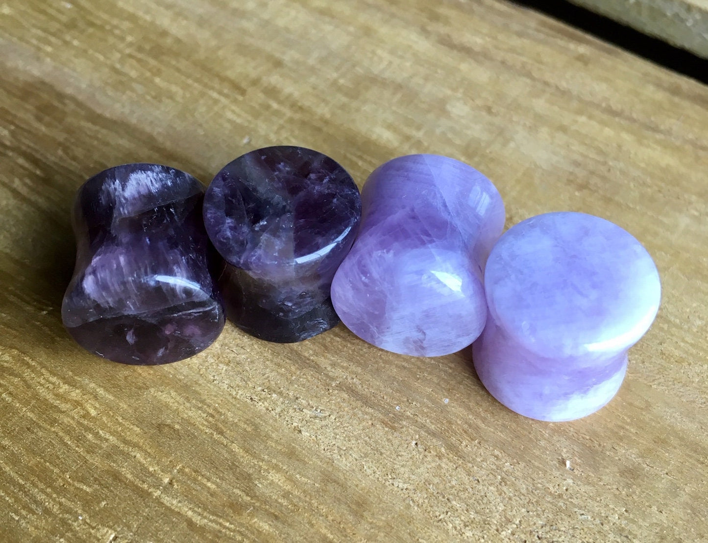 PAIR of Stunning Amethyst Organic Stone Plugs - Gauges 8g (3mm) up to 1" (25mm) available!