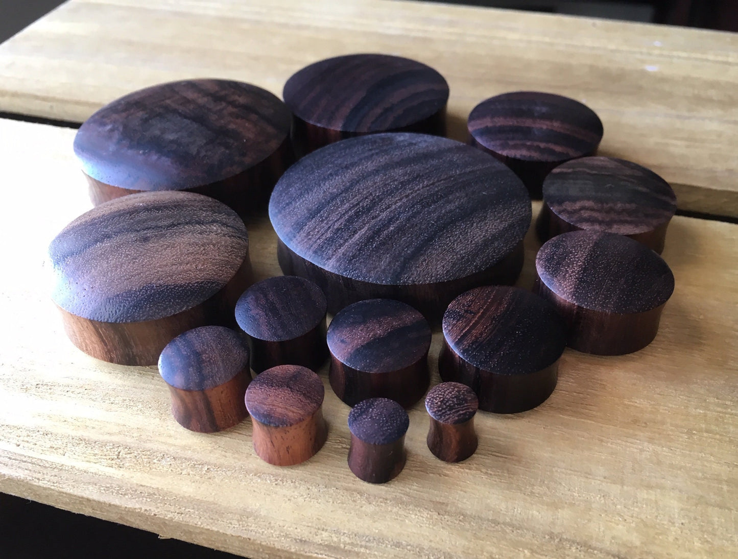 PAIR of Organic Brown Sono Wood Plugs - Gauges 2g (6mm) up to 2" (50mm) available!