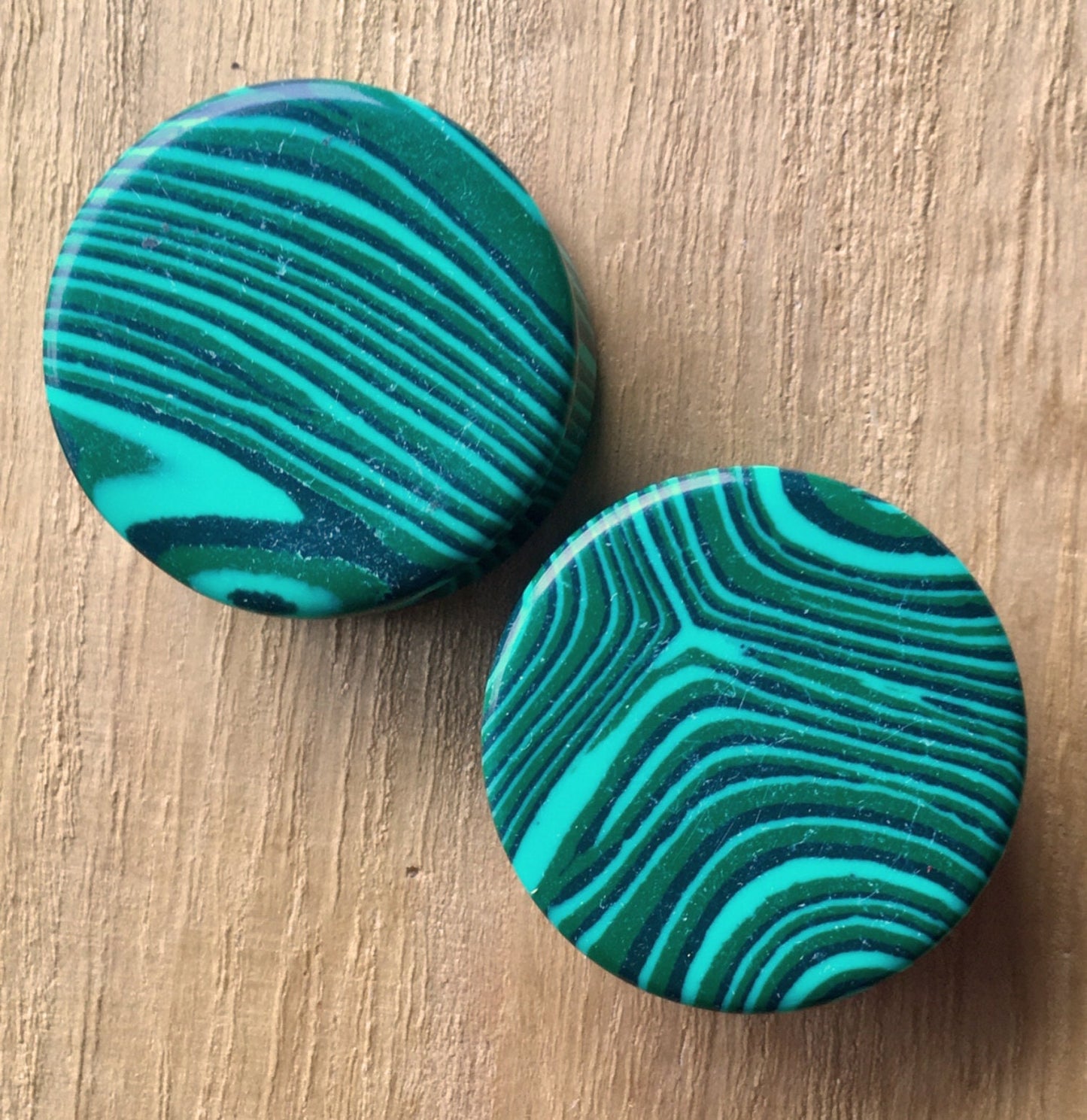 PAIR of Unique Green Malachite Stone Plugs - Gauges 8g (3mm) up to 25mm available!