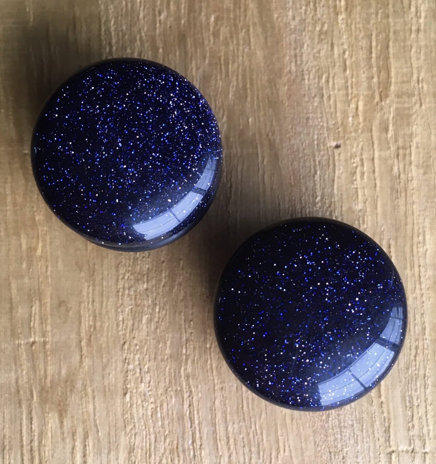 PAIR of Stunning Midnight Blue Sandstone Single Flare Stone Plugs with O-Rings - Gauges 4g (5mm) up to 5/8" (16mm) available!