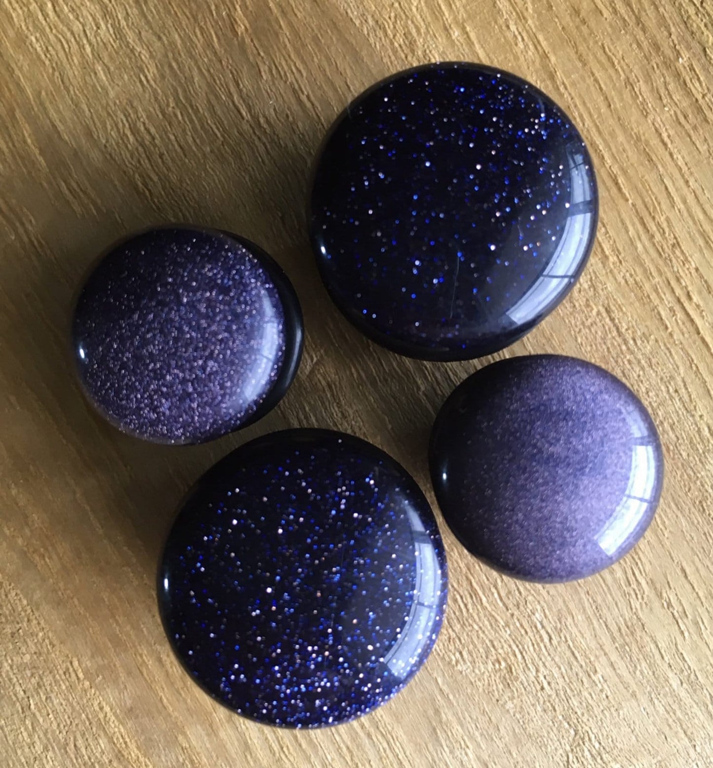 PAIR of Stunning Midnight Blue Sandstone Single Flare Stone Plugs with O-Rings - Gauges 4g (5mm) up to 5/8" (16mm) available!