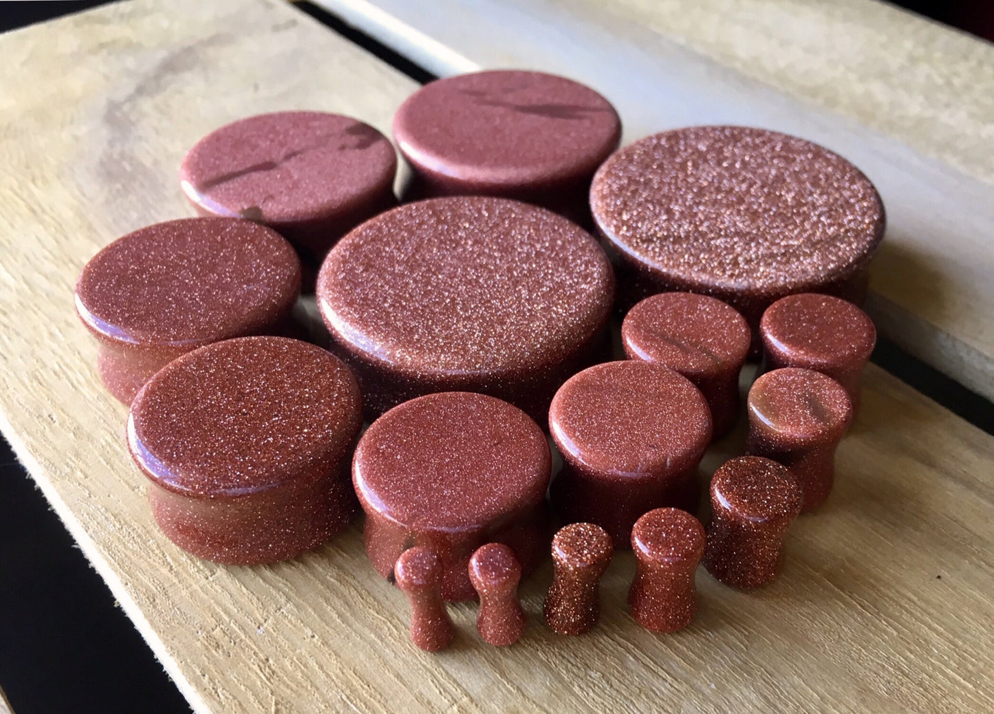 PAIR of Stunning Organic Gold Sandstone Stone Plugs - Gauges 8g (3mm) up to 1&1/2" (38mm) available!