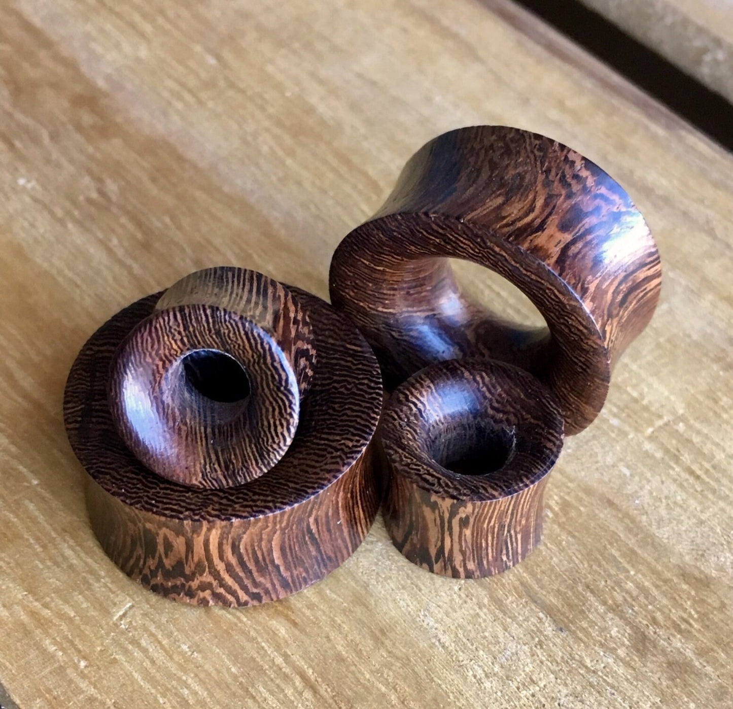 PAIR of Unique Organic Concave Snake Wood Double Flare Tunnels - Gauges 0g (8mm) up to 1" (25mm) available!