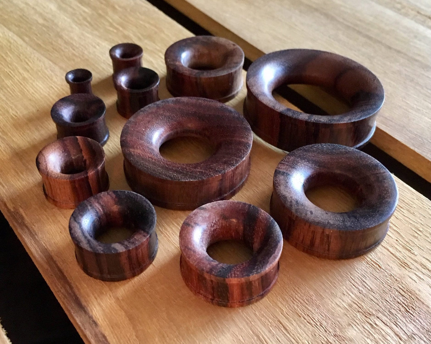 PAIR of Unique Organic Brown Sono Wood Tunnels - Gauges 2g (6mm) up to 1&5/8" (40mm) available!