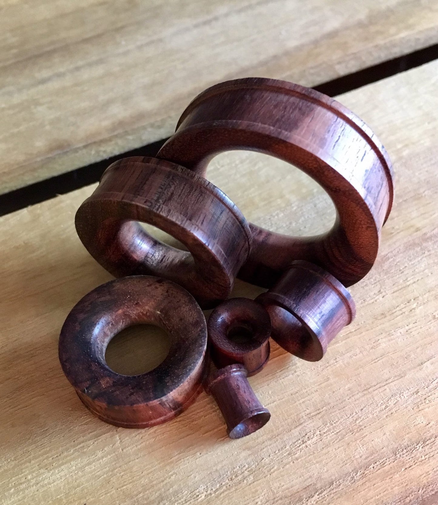 PAIR of Unique Organic Brown Sono Wood Tunnels - Gauges 2g (6mm) up to 1&5/8" (40mm) available!