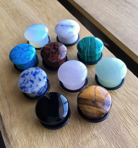 ALL 10 PAIR of Organic Single Flare Stone Plugs with O-Rings - Value Pack - Gauges 2g (6mm) through 5/8" (16mm) available!