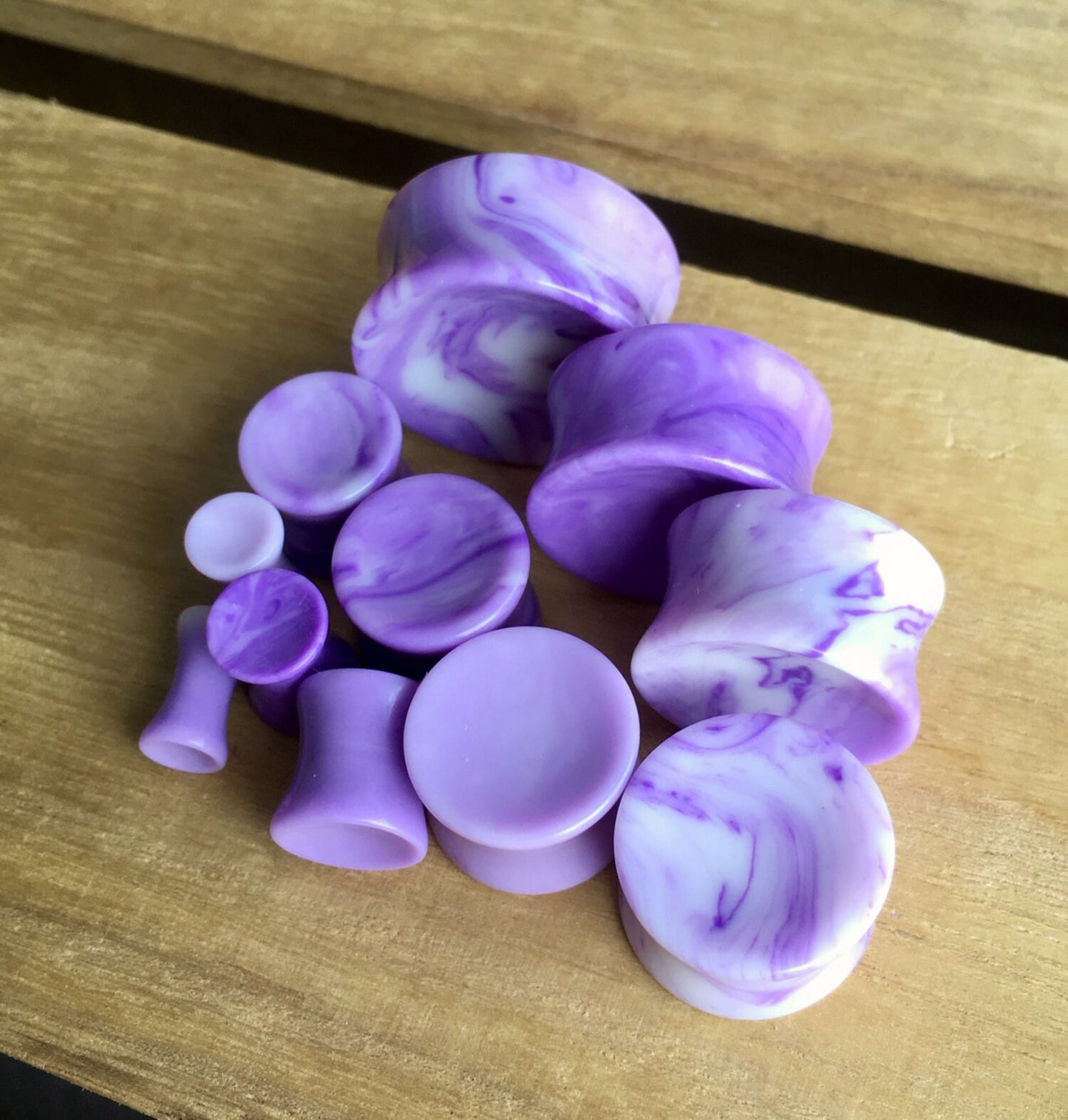PAIR of Unique Concave Violet Agate Stone Plugs - Gauges 6g (4mm) up to 1" (25mm) available!