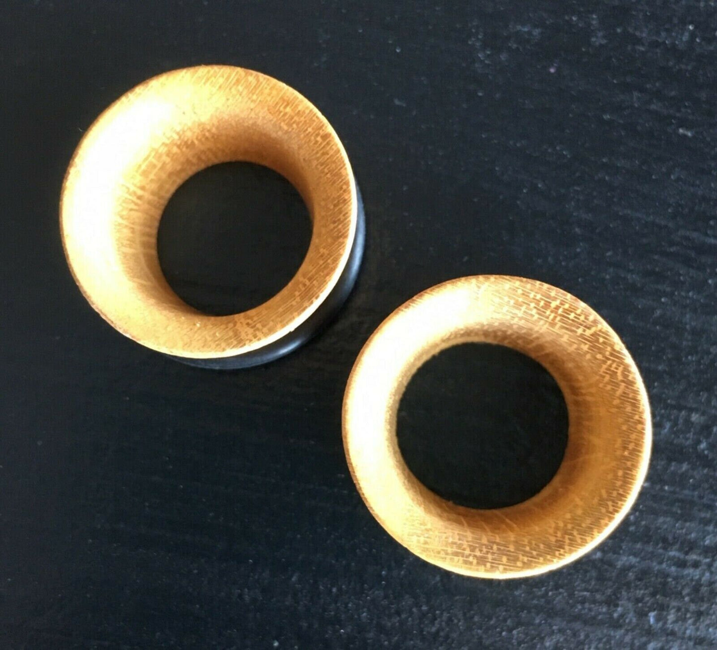 PAIR of Unique Organic Jackfruit Wood Single Flare Tunnels / Plugs with O-Rings - Gauges 8g (3.2mm) up to 13/16" (20mm) available!