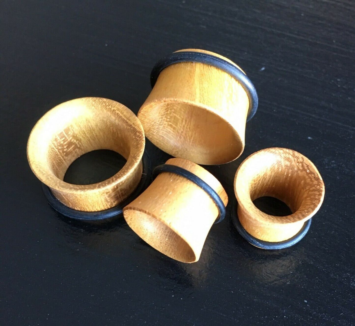 PAIR of Unique Organic Jackfruit Wood Single Flare Tunnels / Plugs with O-Rings - Gauges 8g (3.2mm) up to 13/16" (20mm) available!