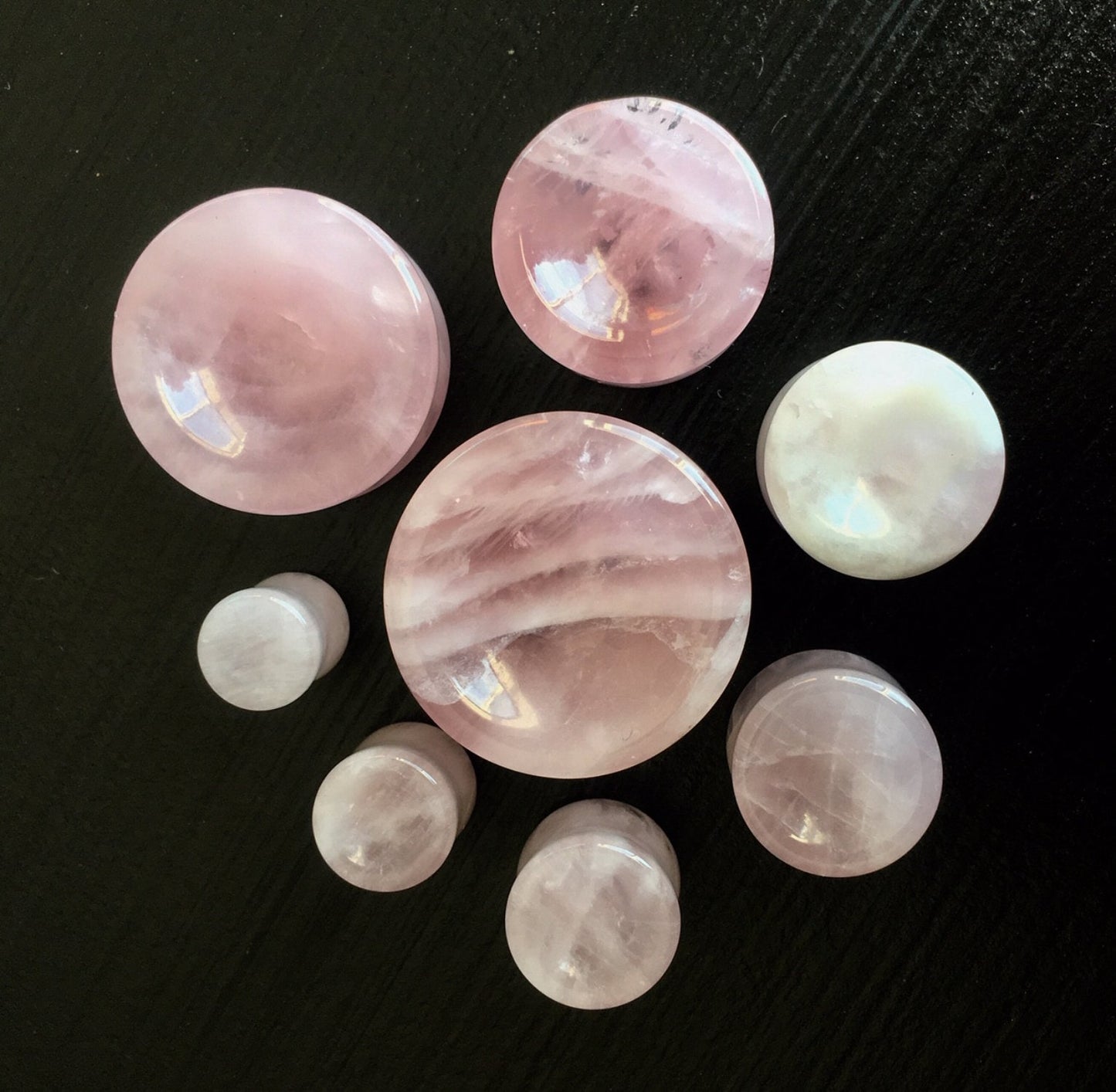 PAIR of Stunning Organic Concave Rose Quartz Pink Stone Plugs - Gauges 0g (8mm) up to 1" (25mm) available!